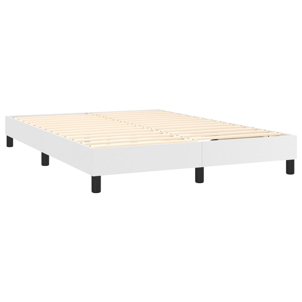 Krevet box spring s madracem LED bijeli 140x190 cm umjetna koža