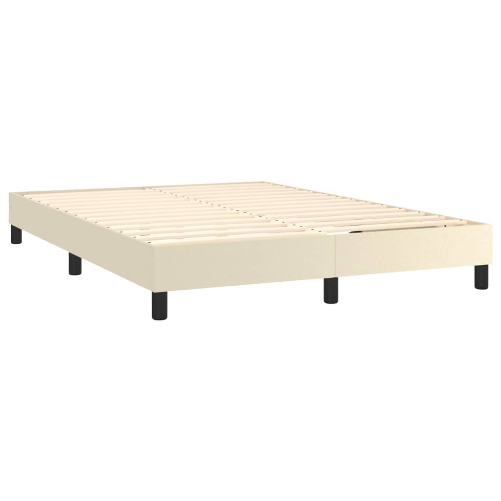 Krevet box spring s madracem LED krem 140x190cm od umjetne kože