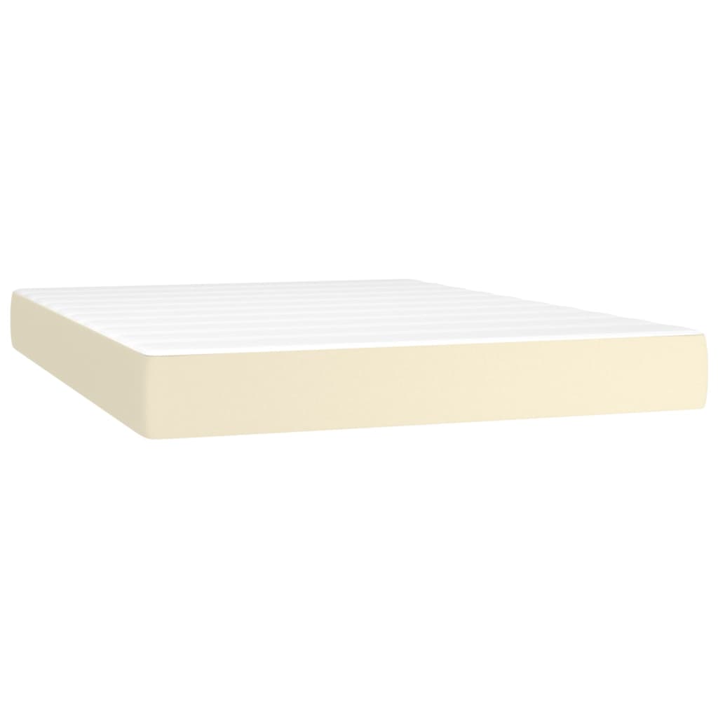 Krevet box spring s madracem LED krem 140x190cm od umjetne kože
