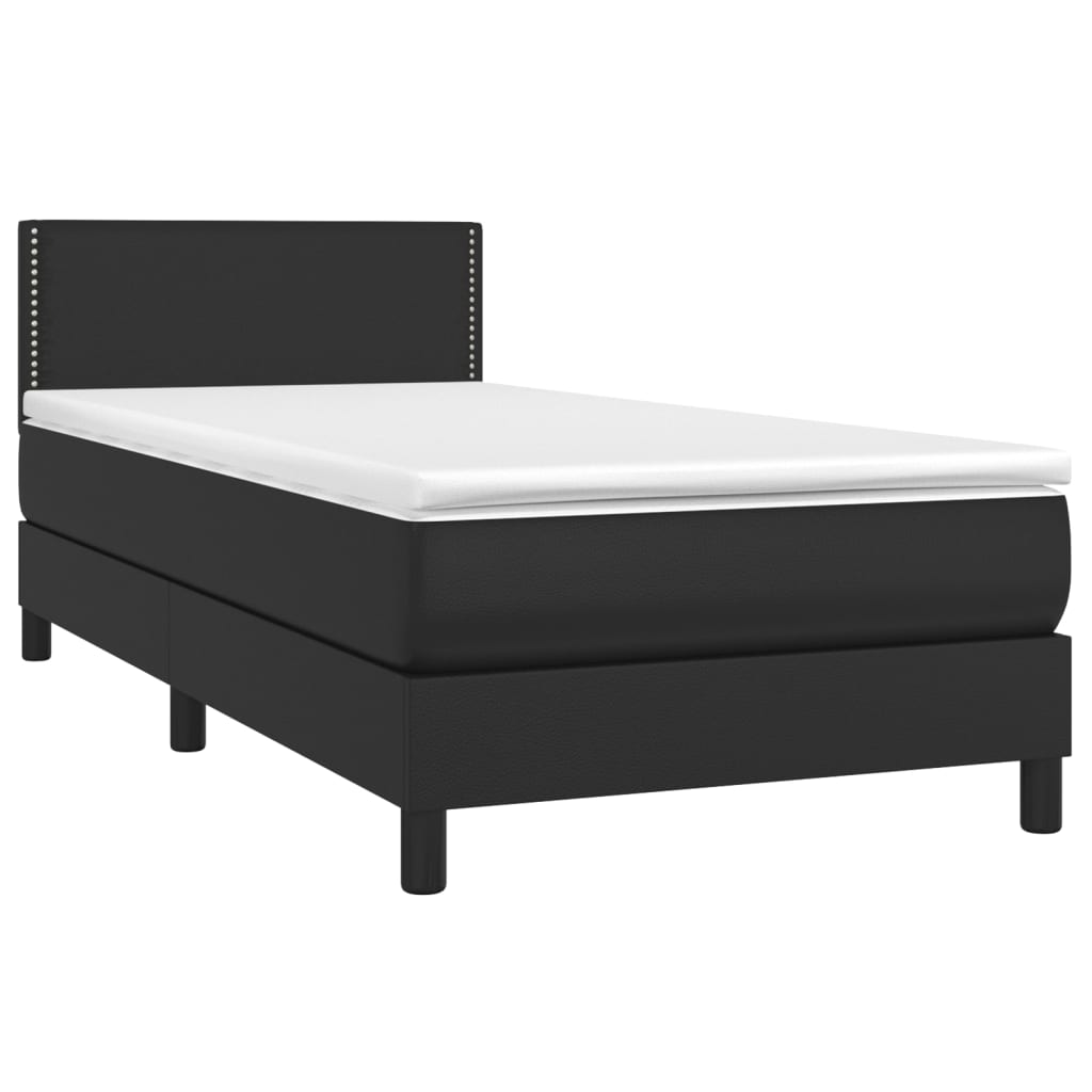 Krevet box spring s madracem LED crni 80x200 cm od umjetne kože