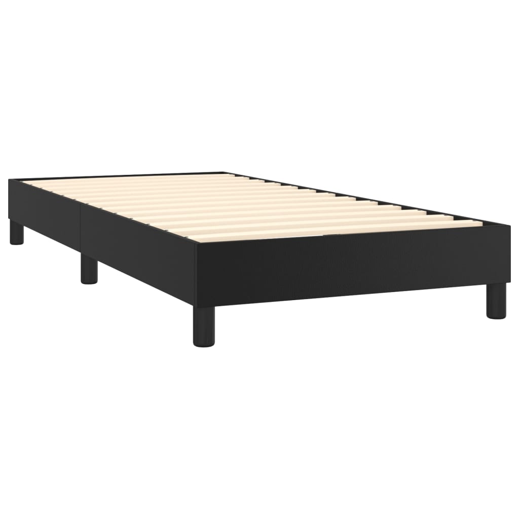 Krevet box spring s madracem LED crni 90x190 cm od umjetne kože