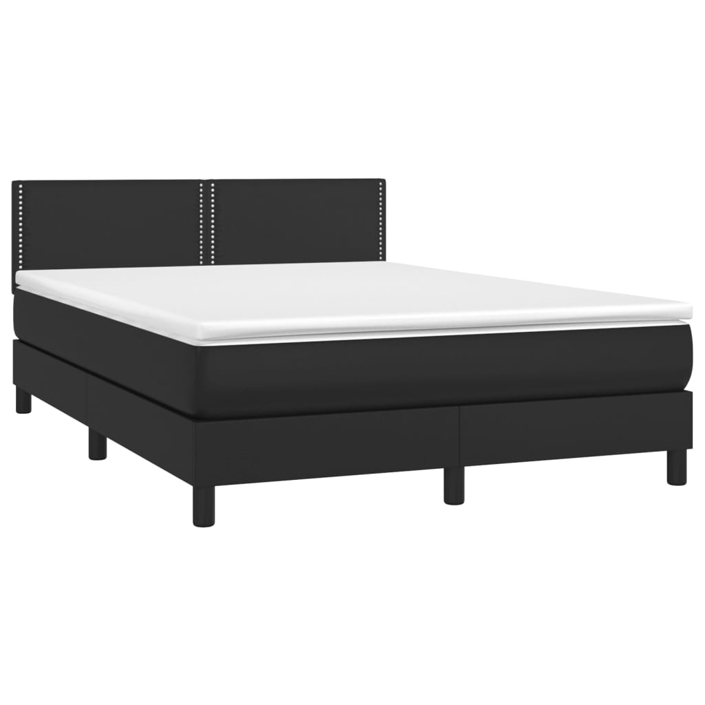 Krevet box spring s madracem LED crni 140 x 190 cm umjetna koža