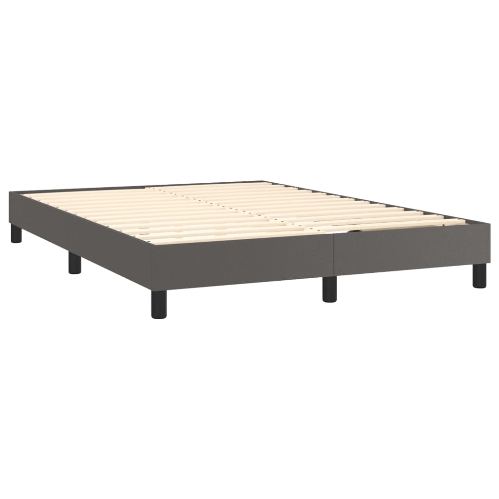 Krevet box spring s madracem LED sivi 140x190cm od umjetne kože
