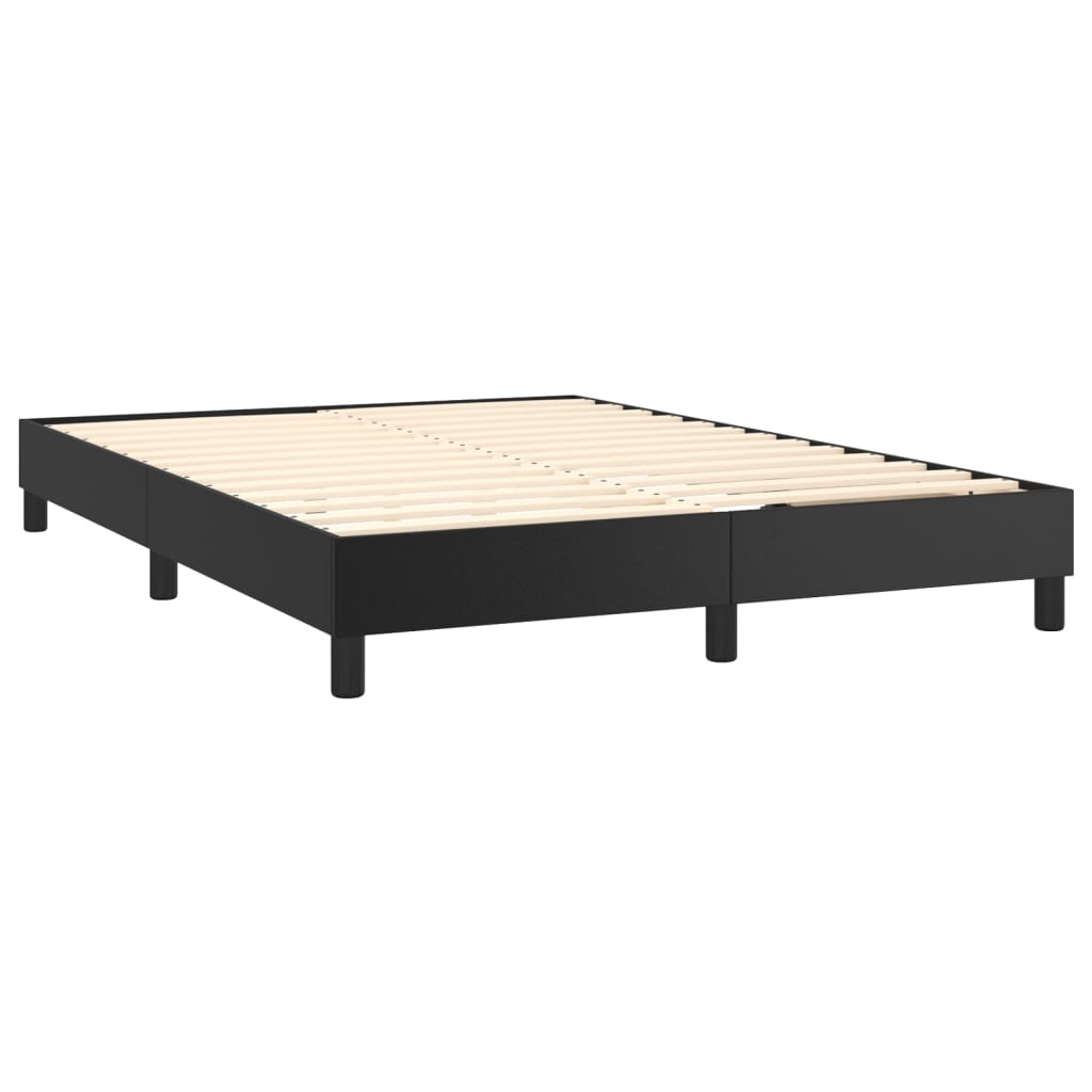 Krevet box spring s madracem LED crni 140x200cm od umjetne kože