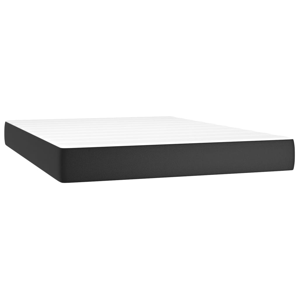 Krevet box spring s madracem LED crni 140x200cm od umjetne kože