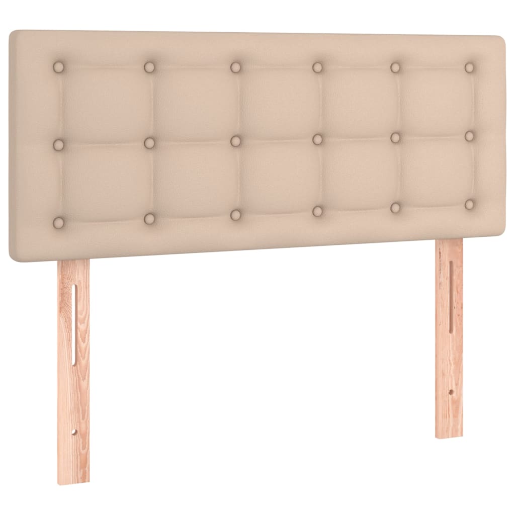 Krevet box spring i madrac LED cappuccino 80x200cm umjetna koža