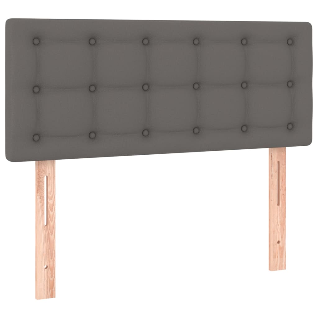 Krevet box spring s madracem LED sivi 100x200cm od umjetne kože