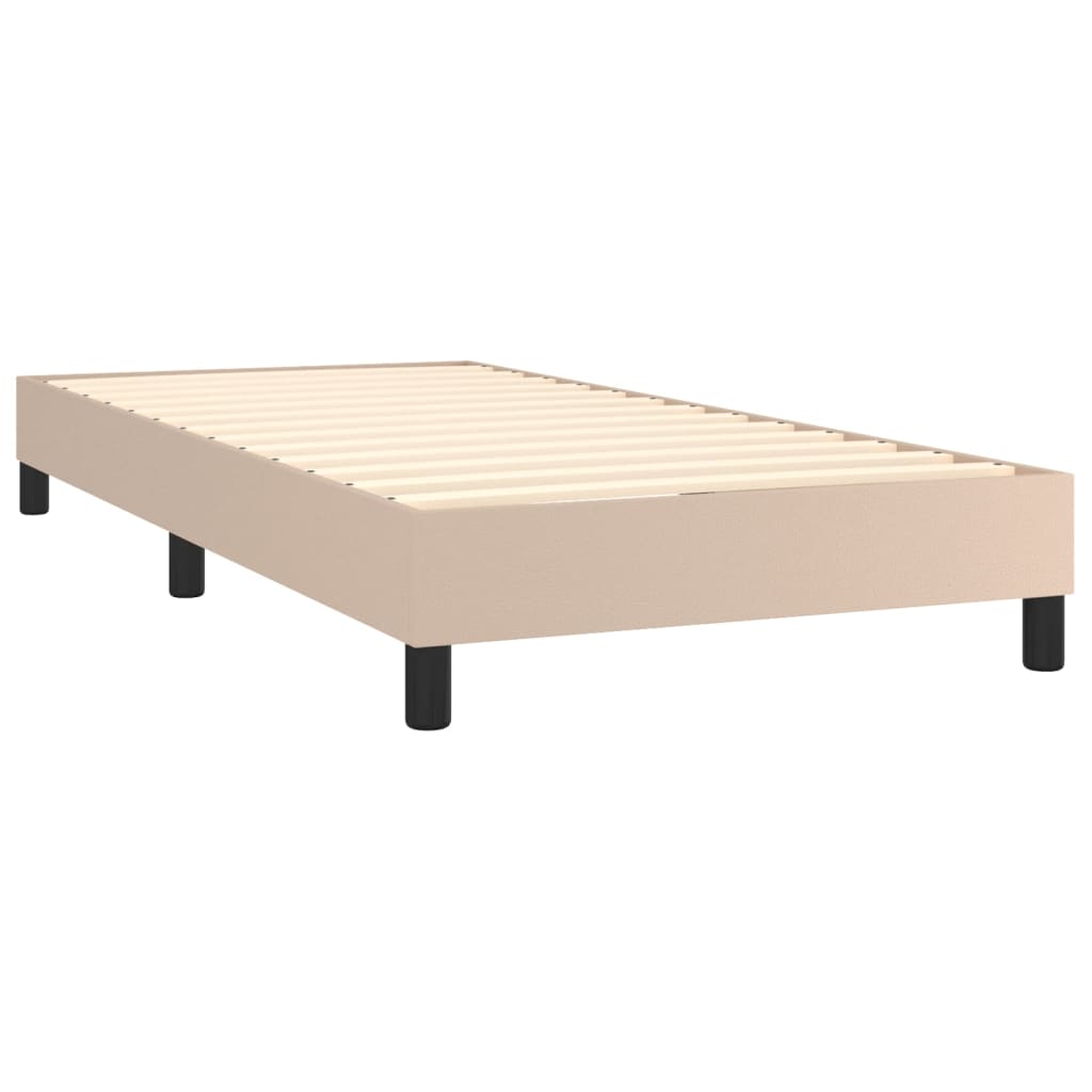 Krevet box spring madrac LED cappuccino 100x200cm umjetna koža