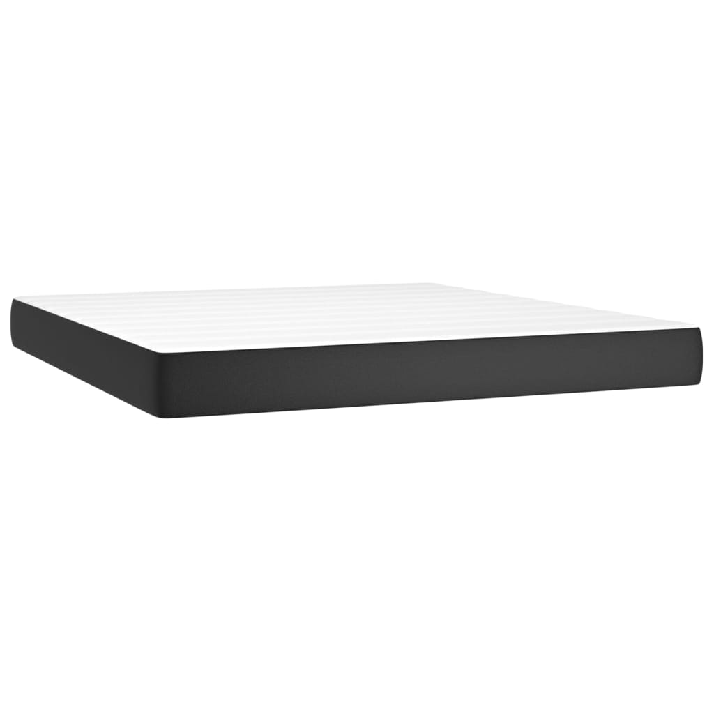 Krevet box spring s madracem LED crni 160x200cm od umjetne kože