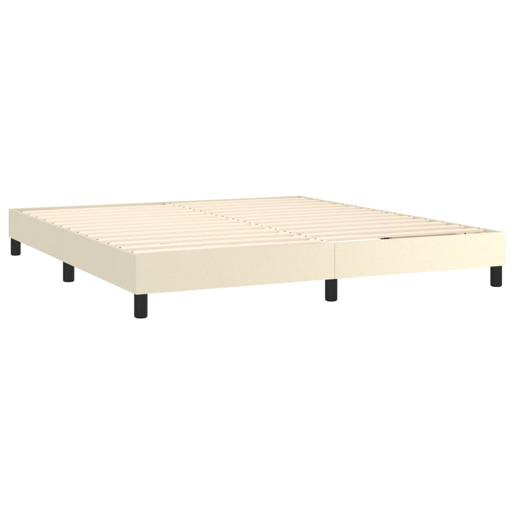 Krevet box spring s madracem LED krem 160x200cm od umjetne kože