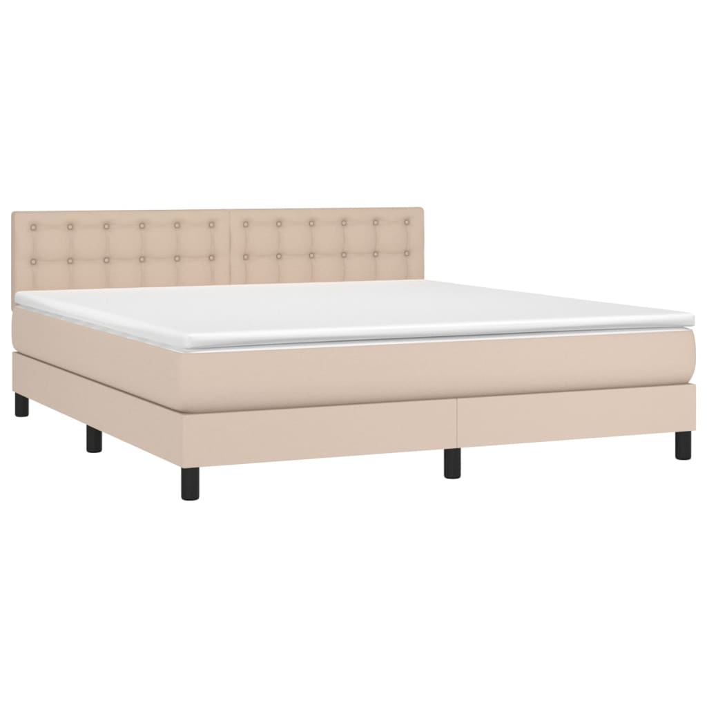 Krevet box spring madrac LED cappuccino 160x200cm umjetna koža