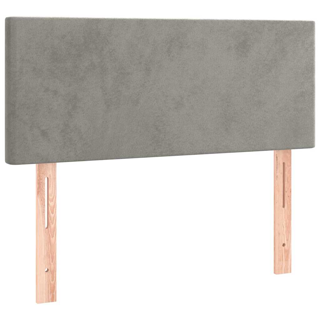 Krevet box spring s madracem LED svjetlosivi 80x200 cm baršun