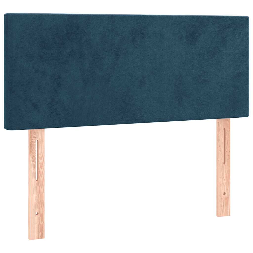 Krevet box spring s madracem LED tamnoplavi 90x190 cm baršun