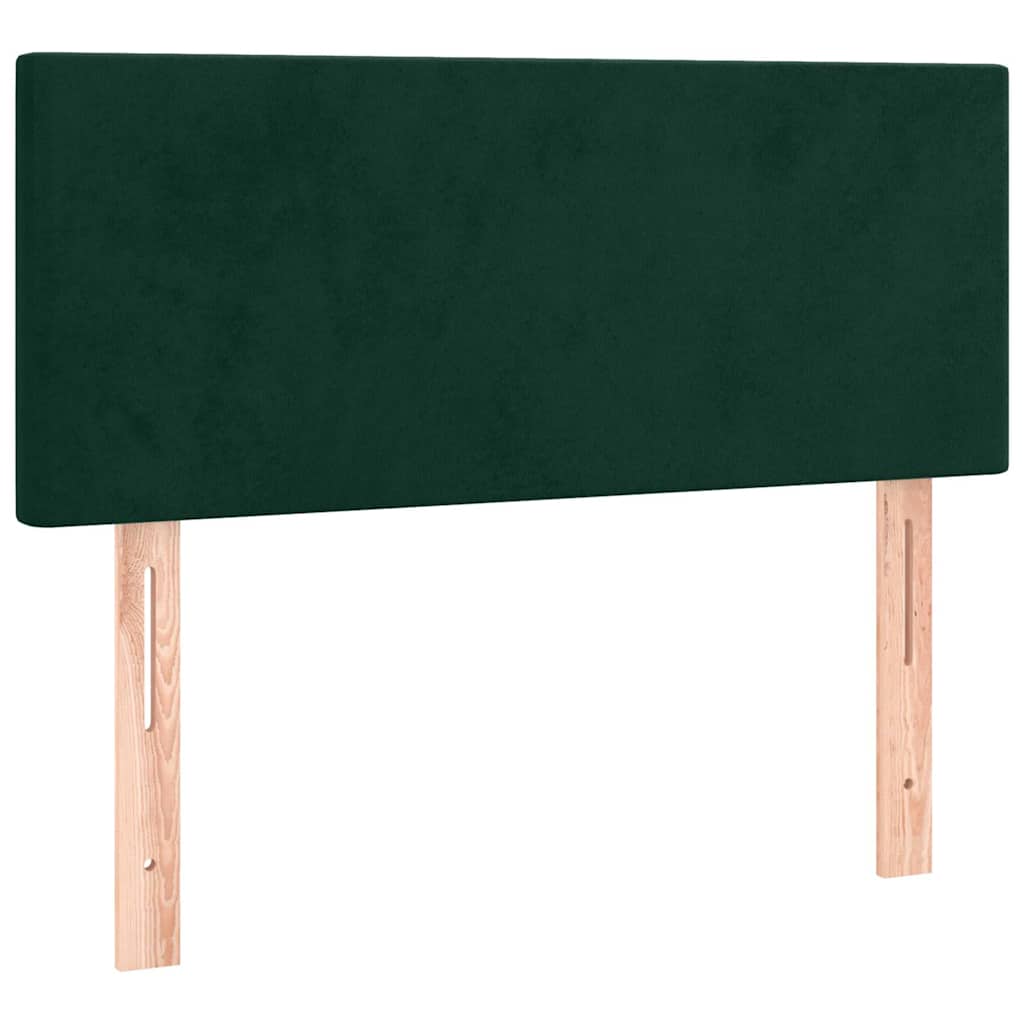Krevet box spring s madracem LED tamnozeleni 90x200 cm baršun