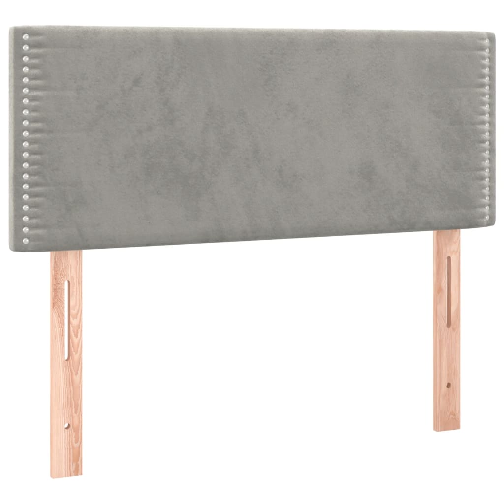 Krevet box spring s madracem LED svjetlosivi 90x200 cm baršun