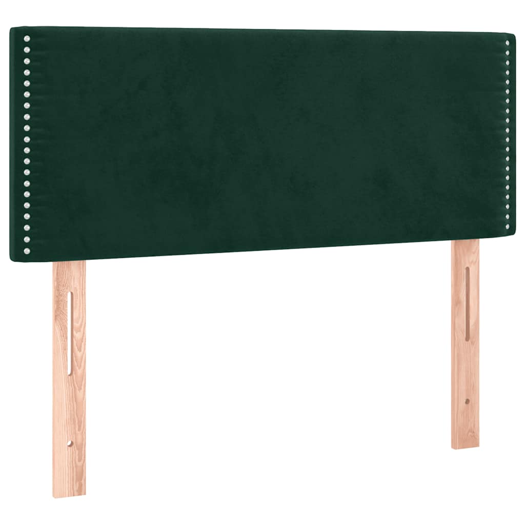 Krevet box spring s madracem LED tamnozeleni 100x200 cm baršun