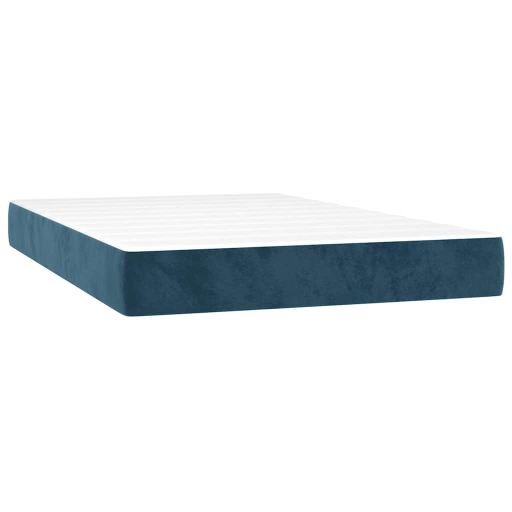 Krevet box spring s madracem LED tamnoplavi 120x200 cm baršun