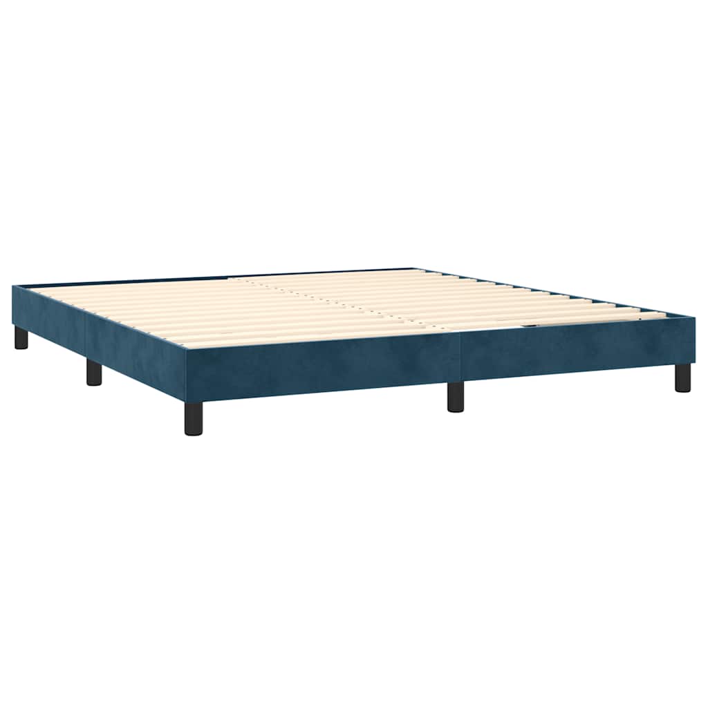 Krevet box spring s madracem LED tamnoplavi 160x200 cm baršun