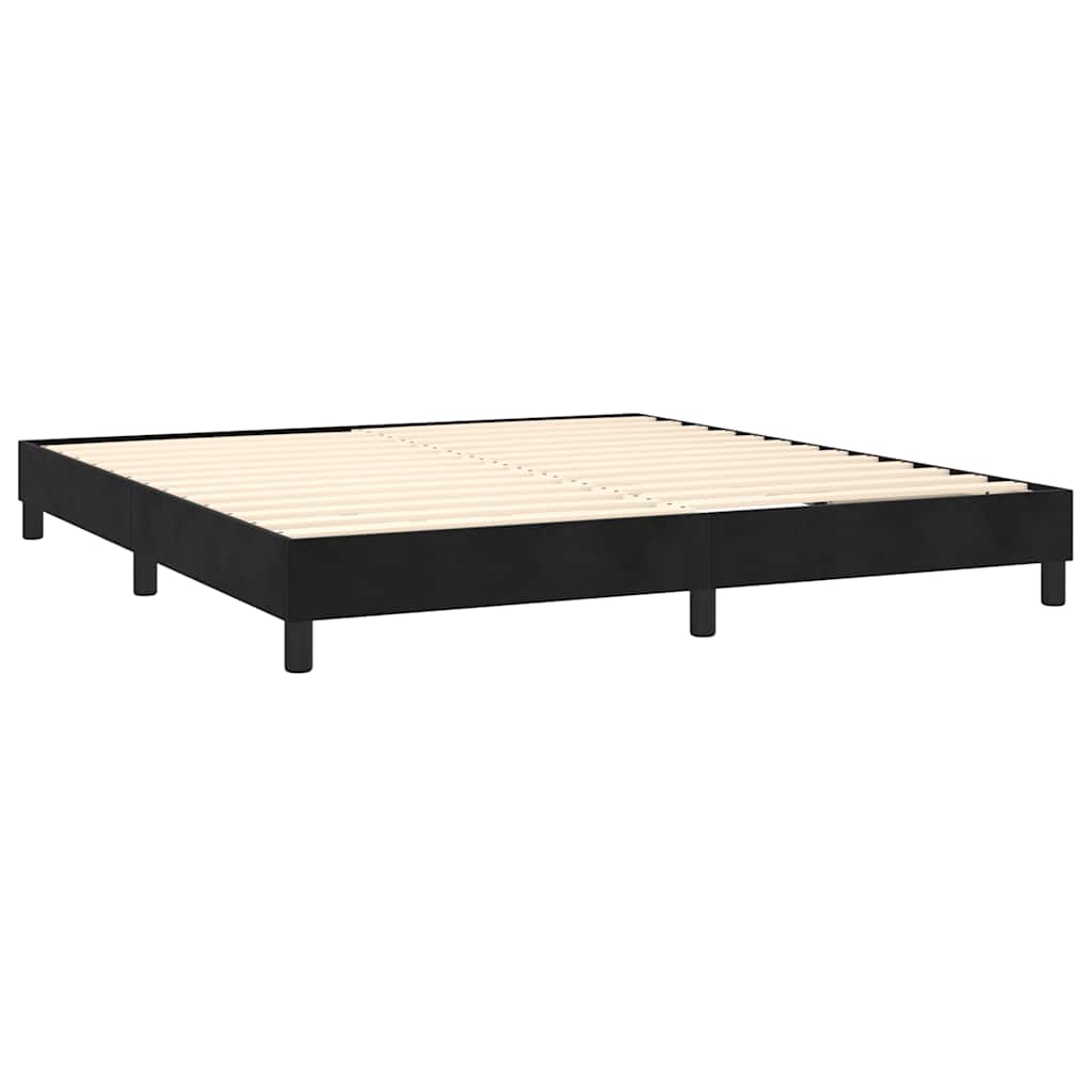 Krevet box spring s madracem LED crni 180x200 cm baršun