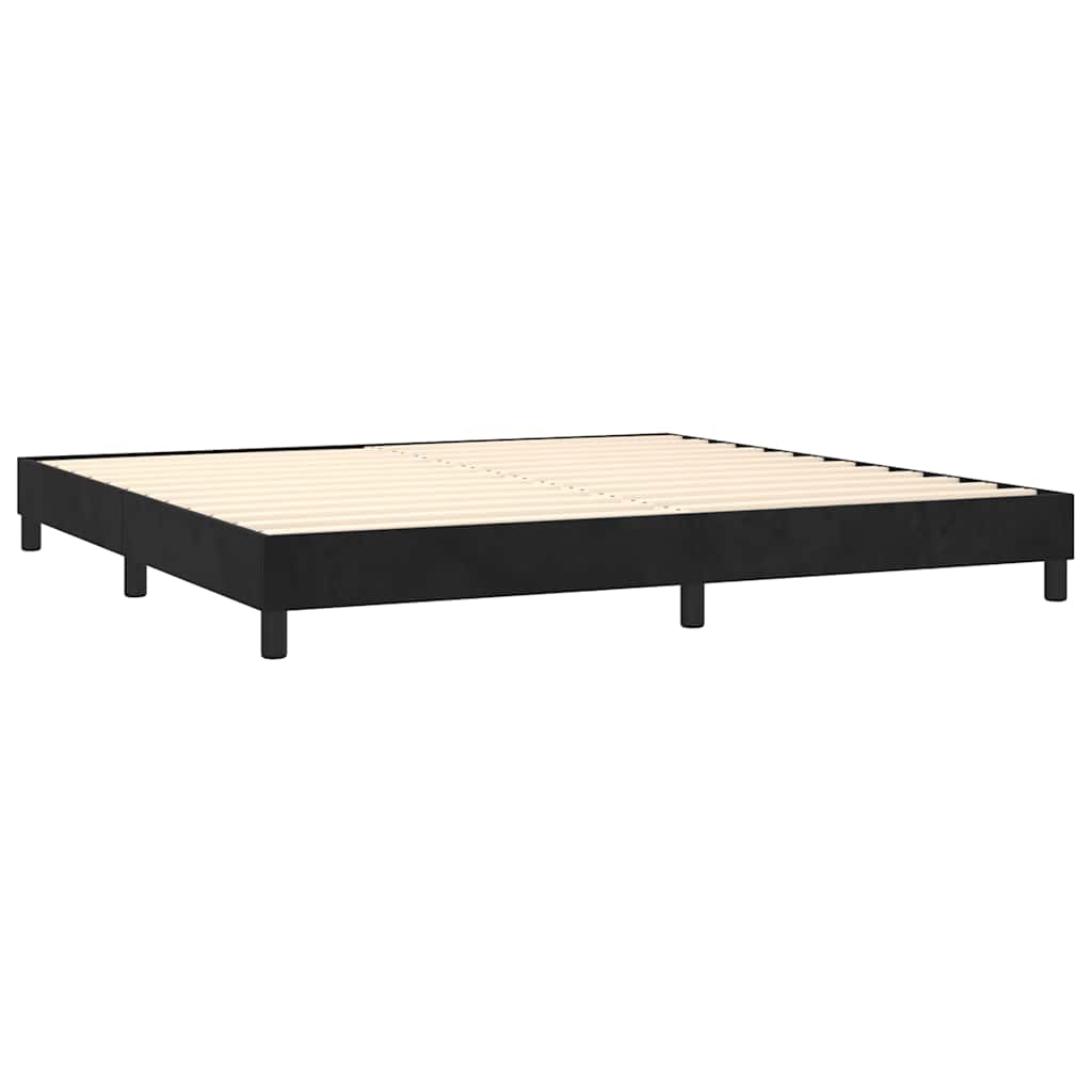 Krevet box spring s madracem LED crni 200x200 cm baršun