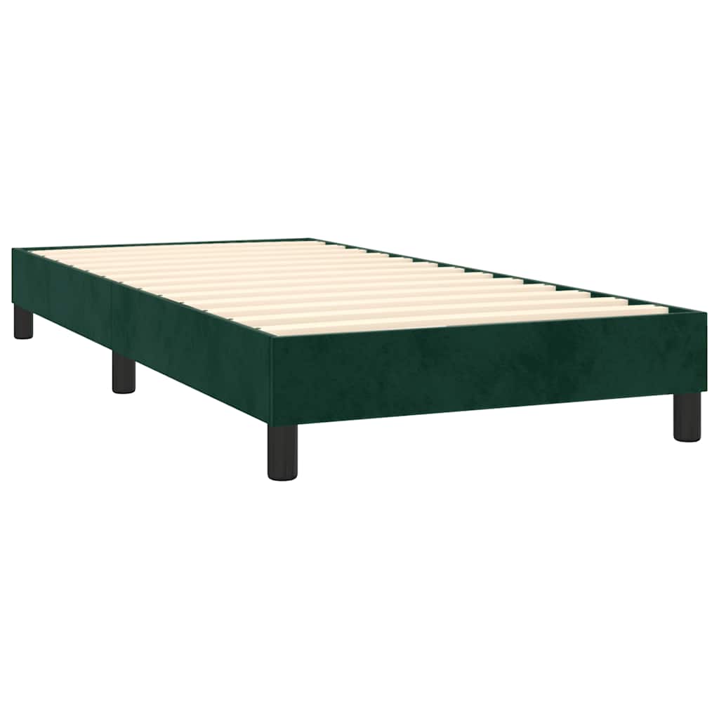 Krevet box spring s madracem LED tamnozeleni 90x200 cm baršun