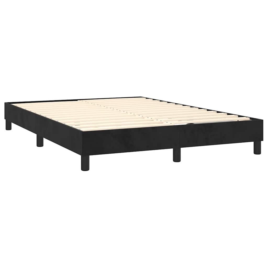 Krevet box spring s madracem LED crni 140x190 cm baršun