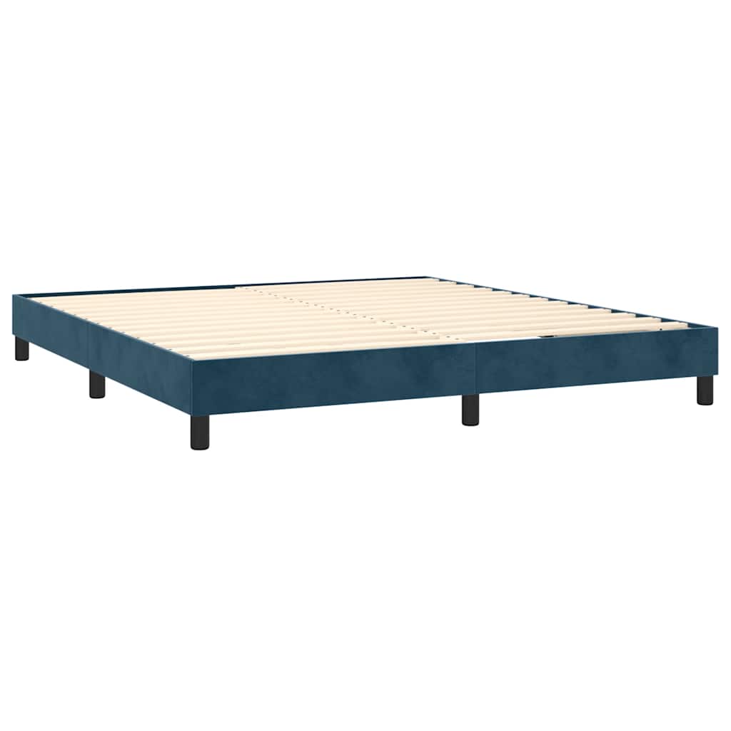 Krevet box spring s madracem LED tamnoplavi 160x200 cm baršun