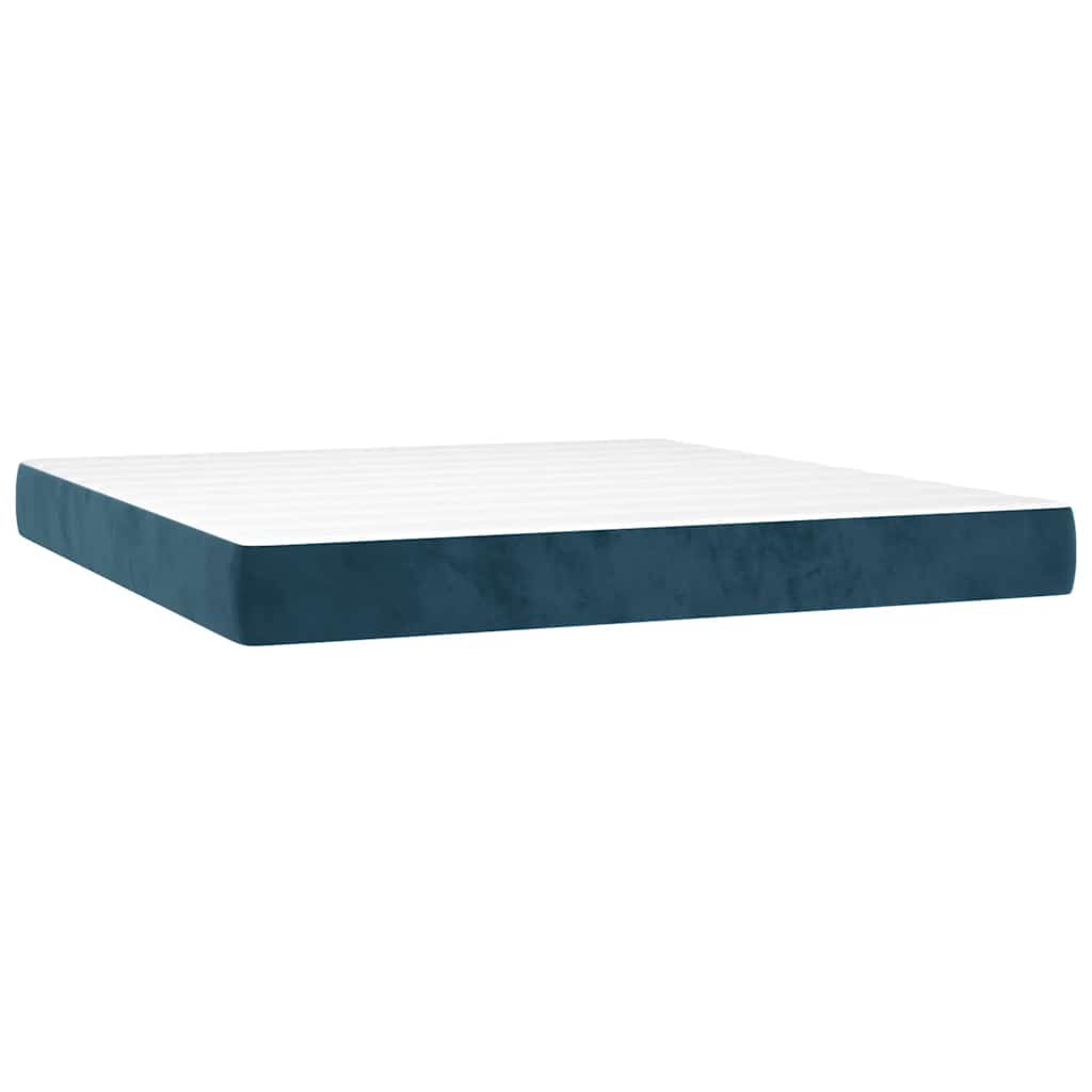 Krevet box spring s madracem LED tamnoplavi 180x200 cm baršun