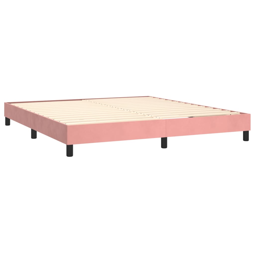 Krevet box spring s madracem LED ružičasti 180x200cm baršunasti