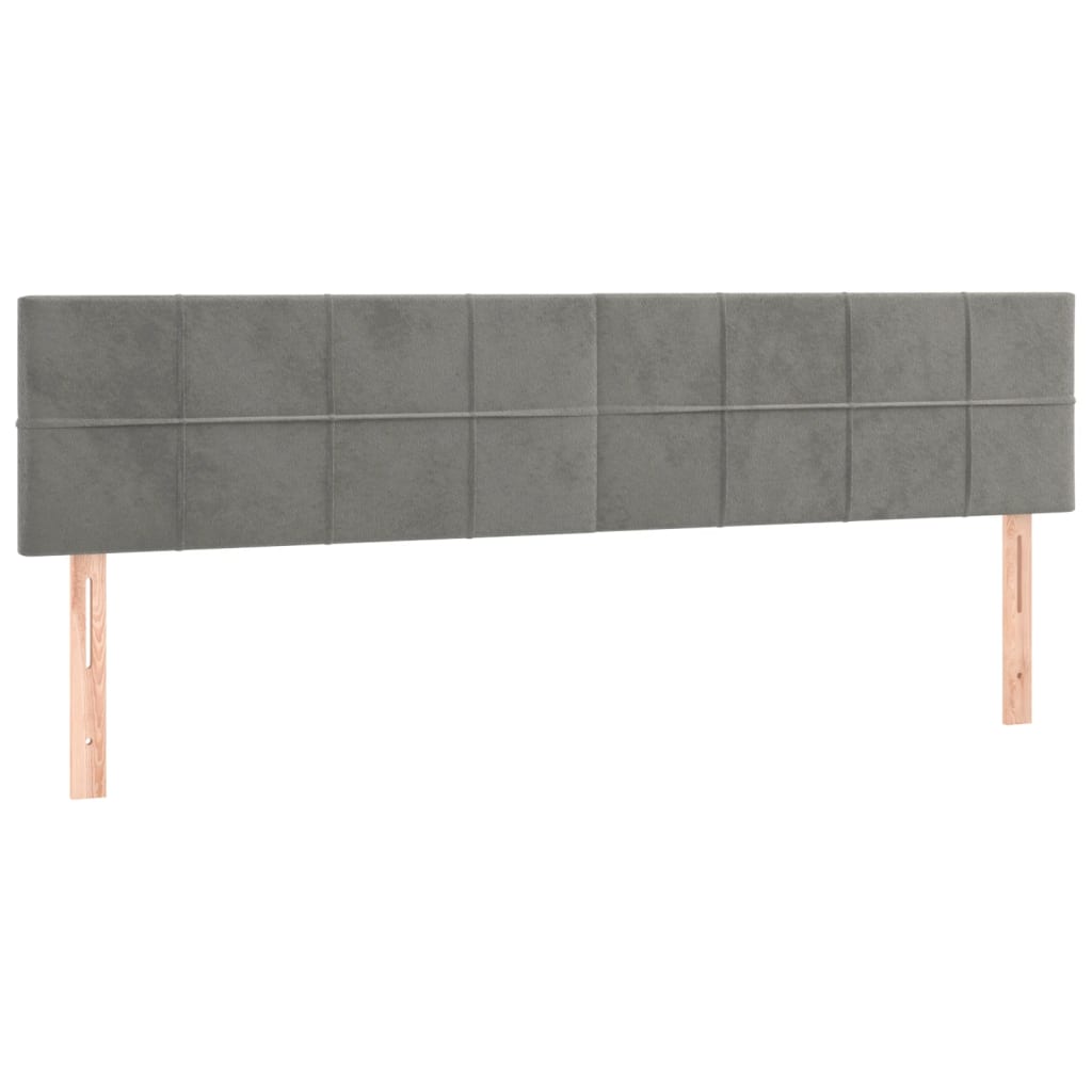 Krevet box spring s madracem LED svjetlosivi 200x200 cm baršun