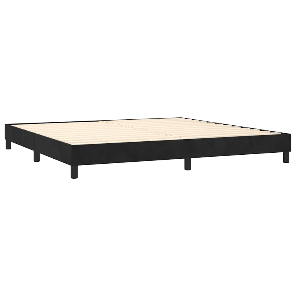 Krevet box spring s madracem LED crni 200x200 cm baršun