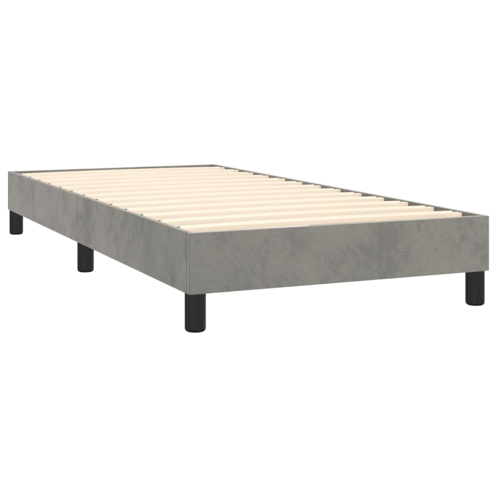 Krevet box spring s madracem LED svjetlosivi 80x200 cm baršun