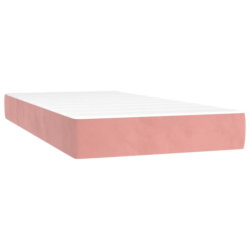 Krevet box spring s madracem LED ružičasti 100x200cm baršunasti