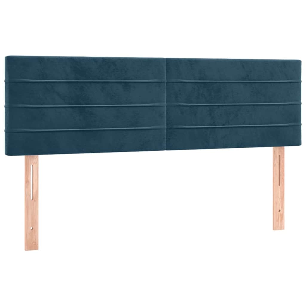 Krevet box spring s madracem LED tamnoplavi 140x200 cm baršun