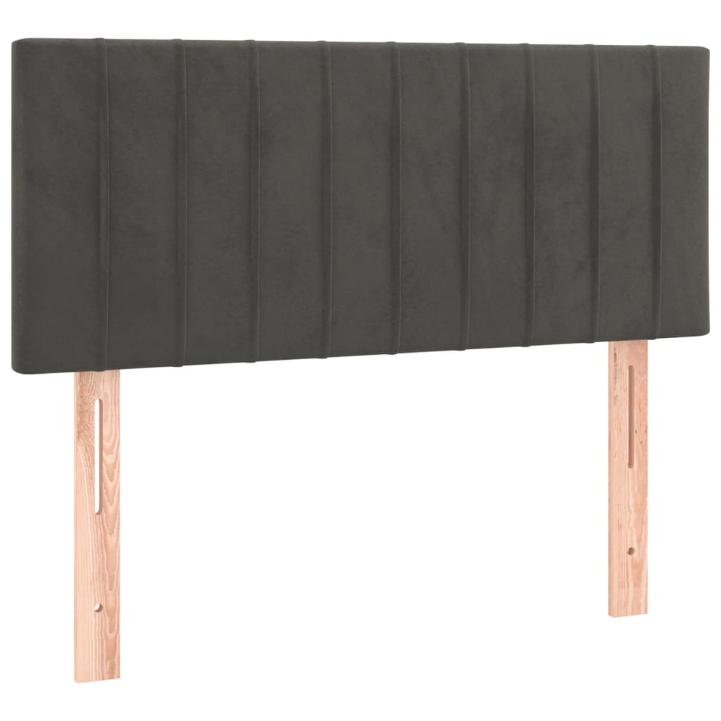 Krevet box spring s madracem LED tamnosivi 90x190 cm baršun