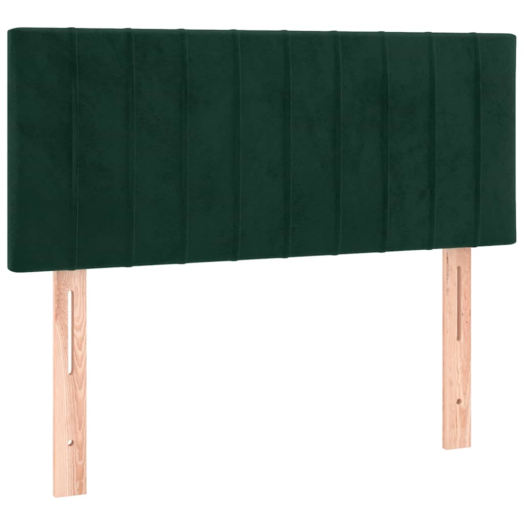 Krevet box spring s madracem LED tamnozeleni 90x190 cm baršun