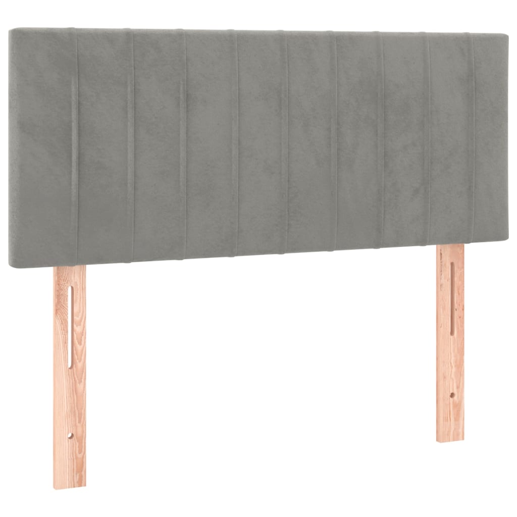 Krevet box spring s madracem LED svjetlosivi 100x200 cm baršun