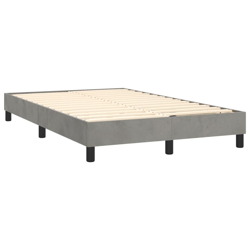 Krevet box spring s madracem LED svjetlosivi 120x200 cm baršun
