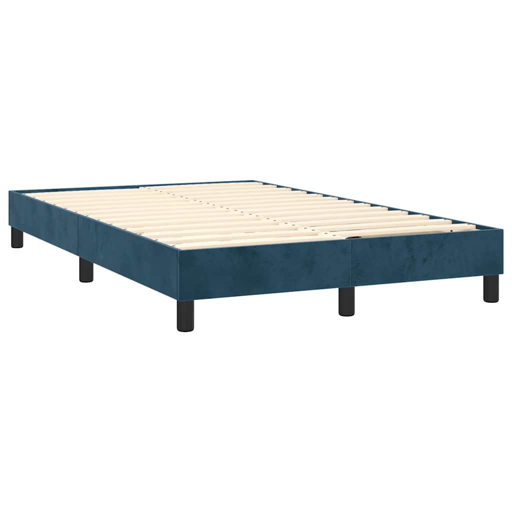 Krevet box spring s madracem LED tamnoplavi 120x200 cm baršun