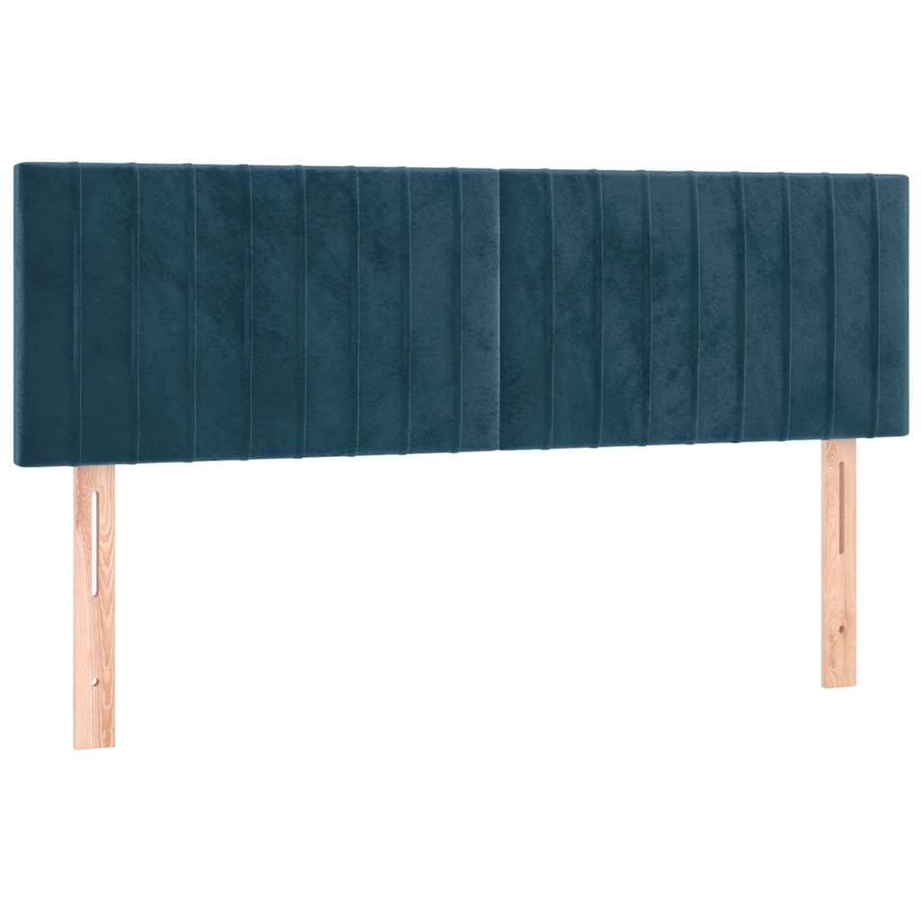 Krevet box spring s madracem LED tamnoplavi 140x190 cm baršun