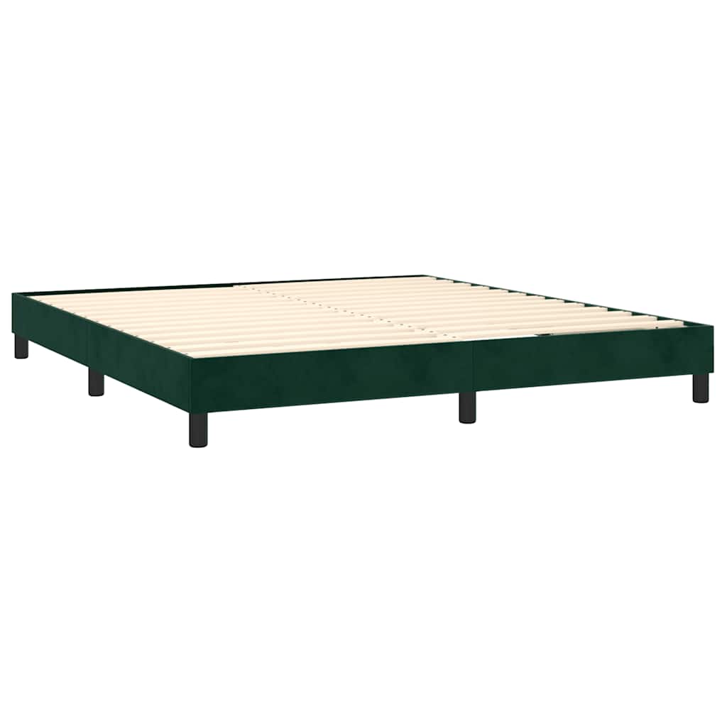 Krevet box spring s madracem LED tamnozeleni 180x200 cm baršun