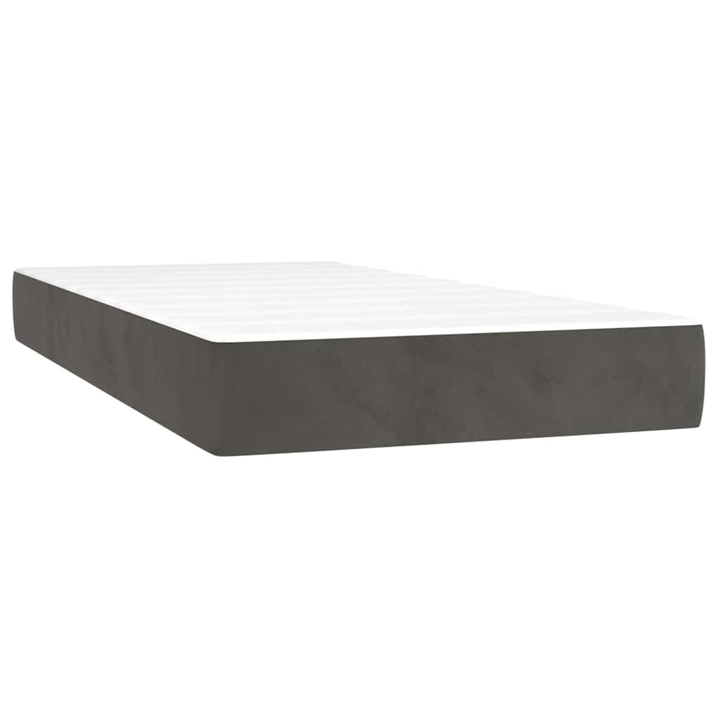 Krevet box spring s madracem LED tamnosivi 80 x 200 cm baršun