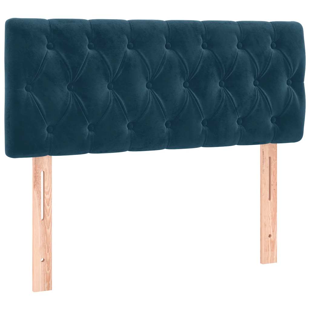 Krevet box spring s madracem LED tamnoplavi 90x200 cm baršun