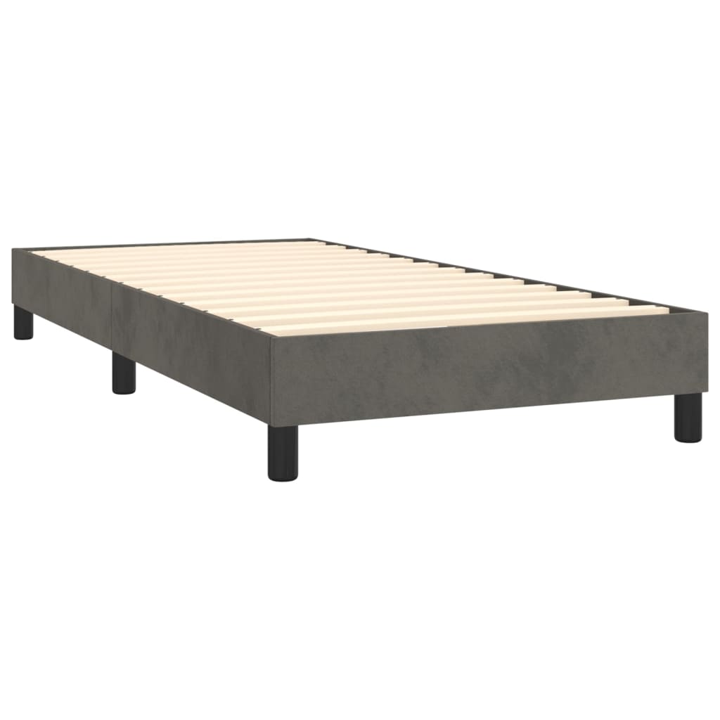 Krevet box spring s madracem LED tamnosivi 100x200 cm baršun