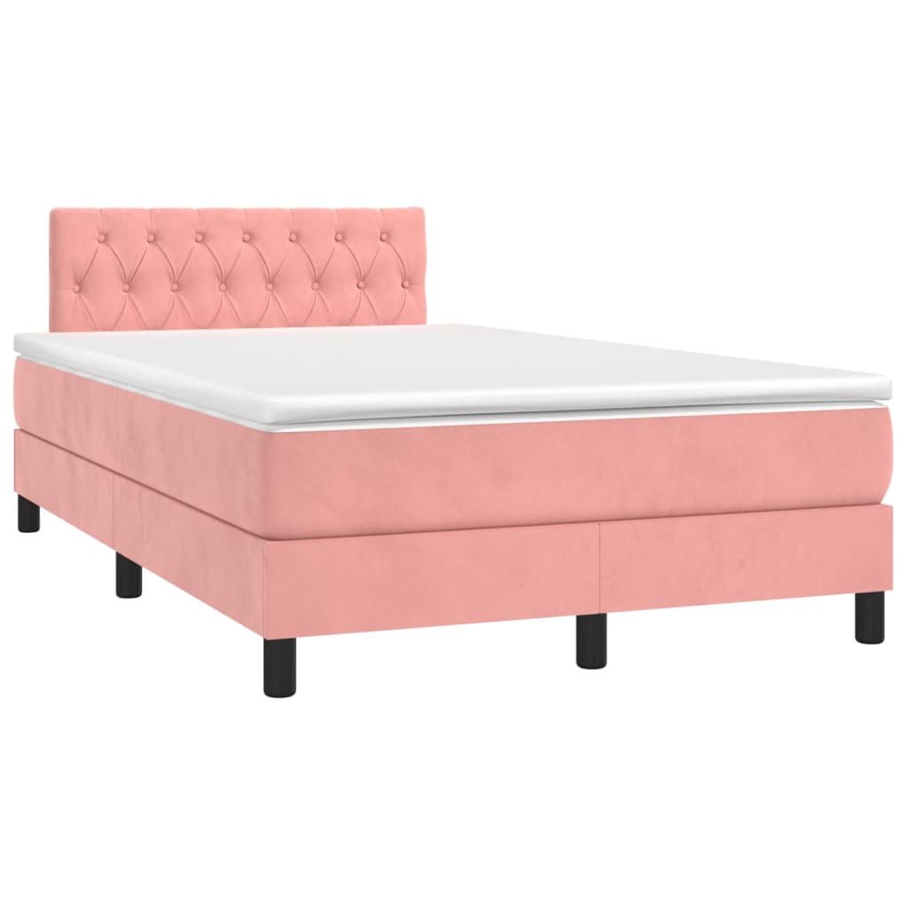 Krevet box spring s madracem LED ružičasti 120x200cm baršunasti