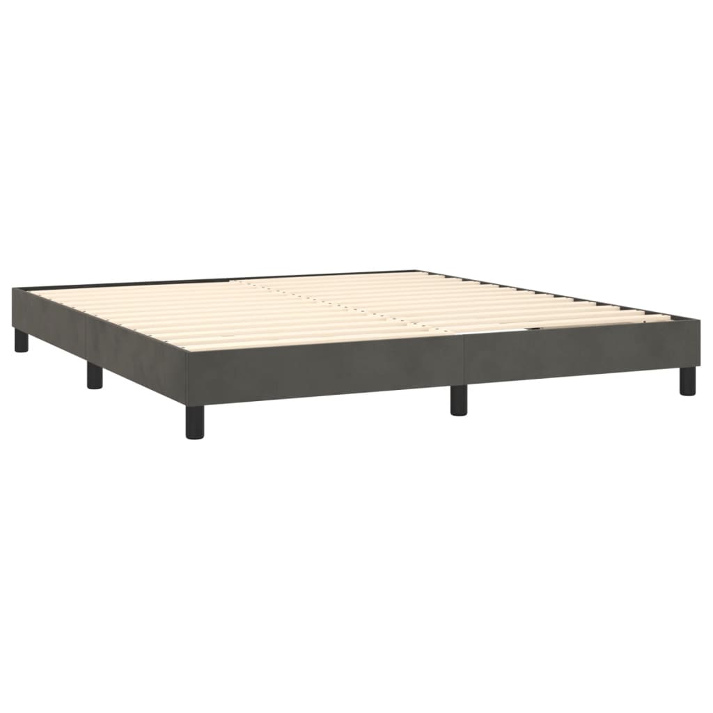 Krevet box spring s madracem LED tamnosivi 160x200 cm baršun