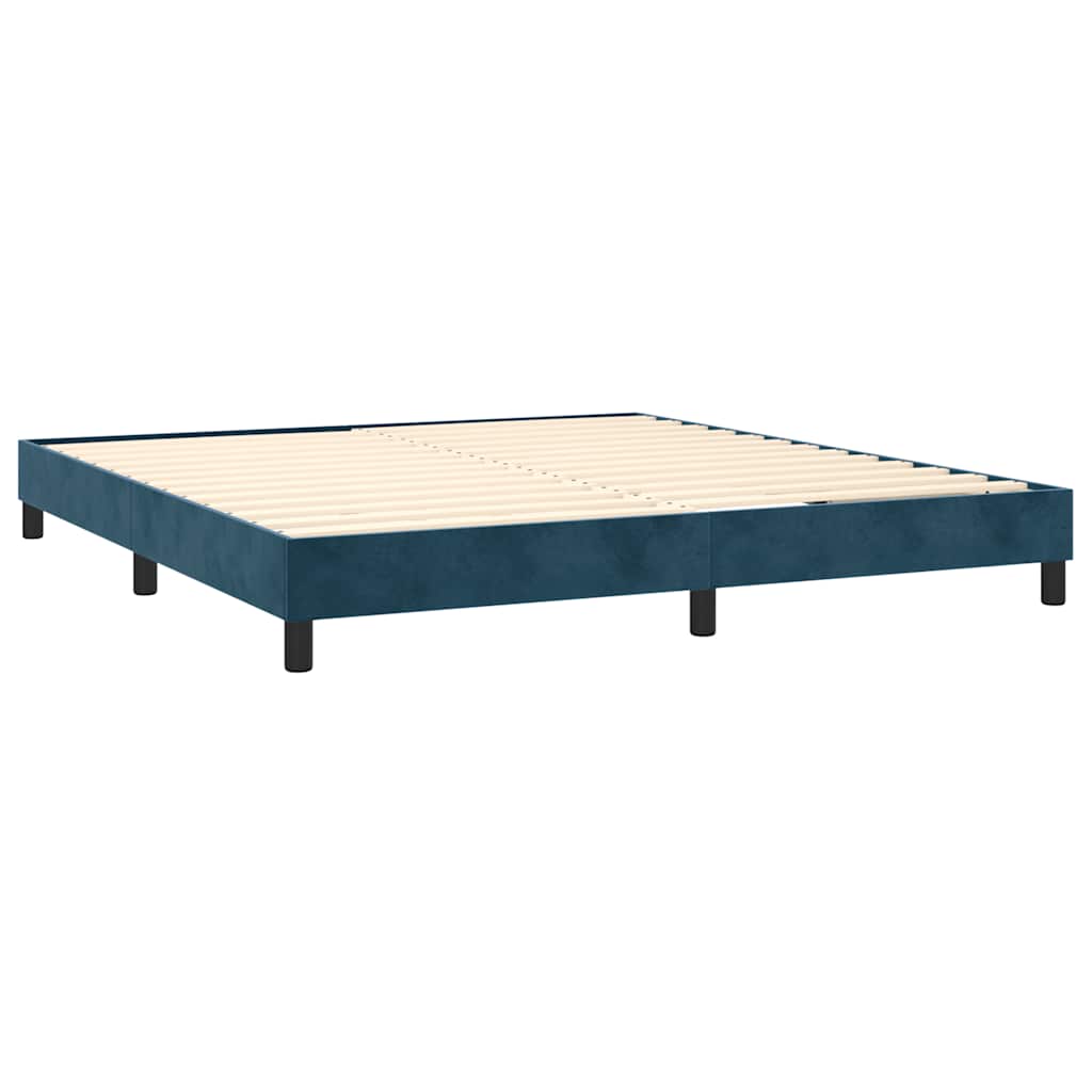 Krevet box spring s madracem LED tamnoplavi 180x200 cm baršun