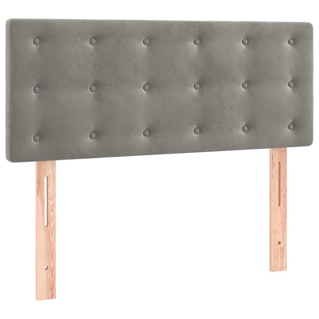 Krevet box spring s madracem LED svjetlosivi 80x200 cm baršun