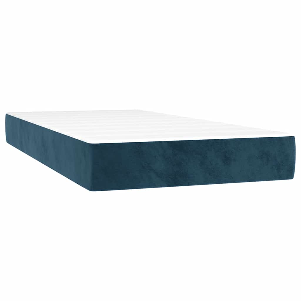 Krevet box spring s madracem LED tamnoplavi 90x190 cm baršun