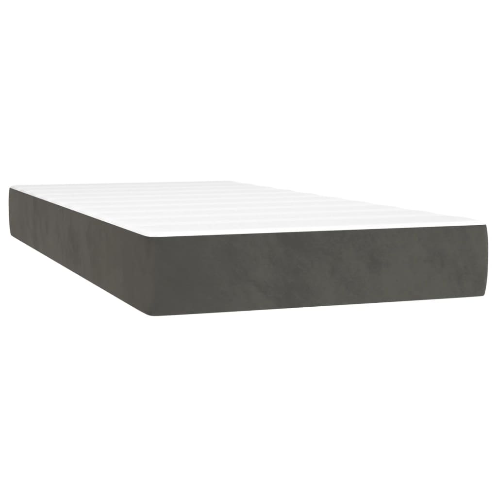 Krevet box spring s madracem LED tamnosivi 90x200 cm baršun